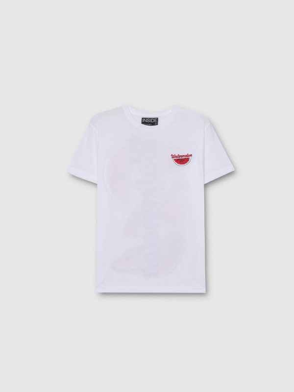 Camiseta estampado frutal blanco vista general frontal