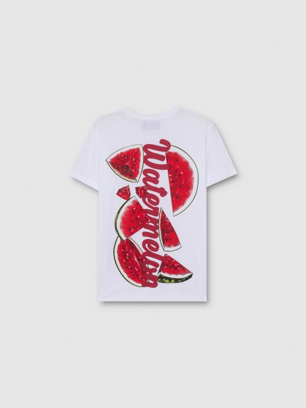  Camiseta estampado frutal blanco vista frontal
