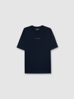 %Pto% Floral print t-shirt navy front view