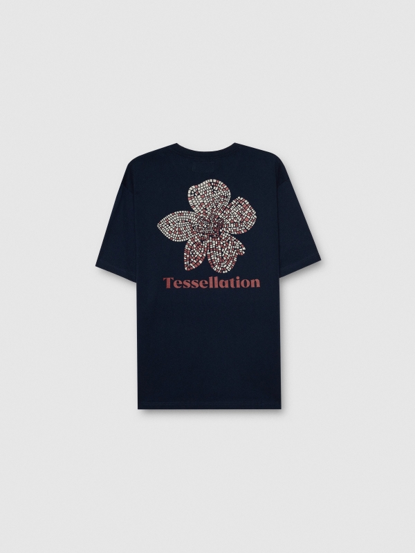 Camiseta estampa floral azul marinho vista traseira