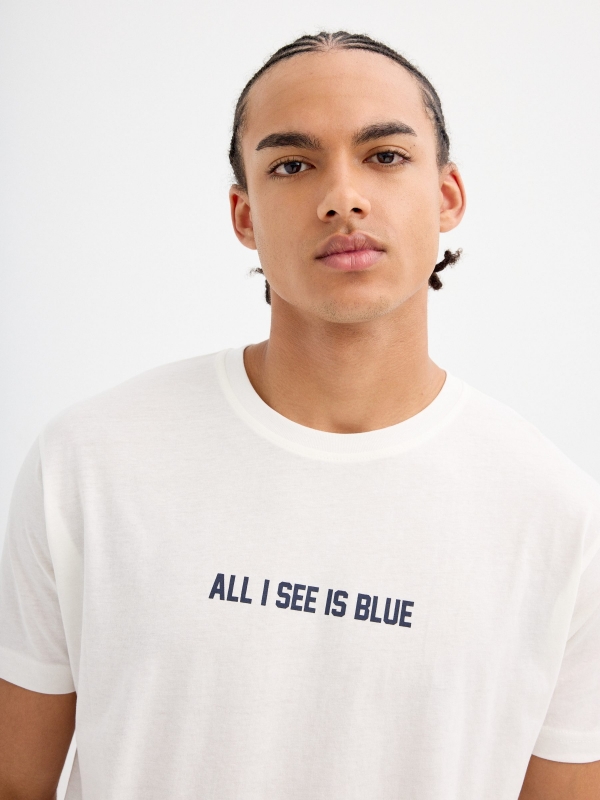 Short sleeve Blue T-shirt off white detail view