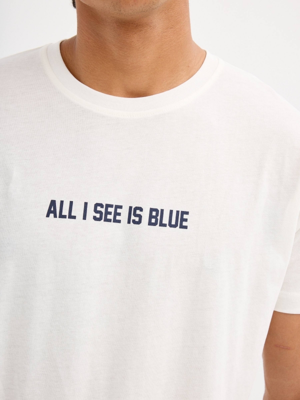 Short sleeve Blue T-shirt off white detail view