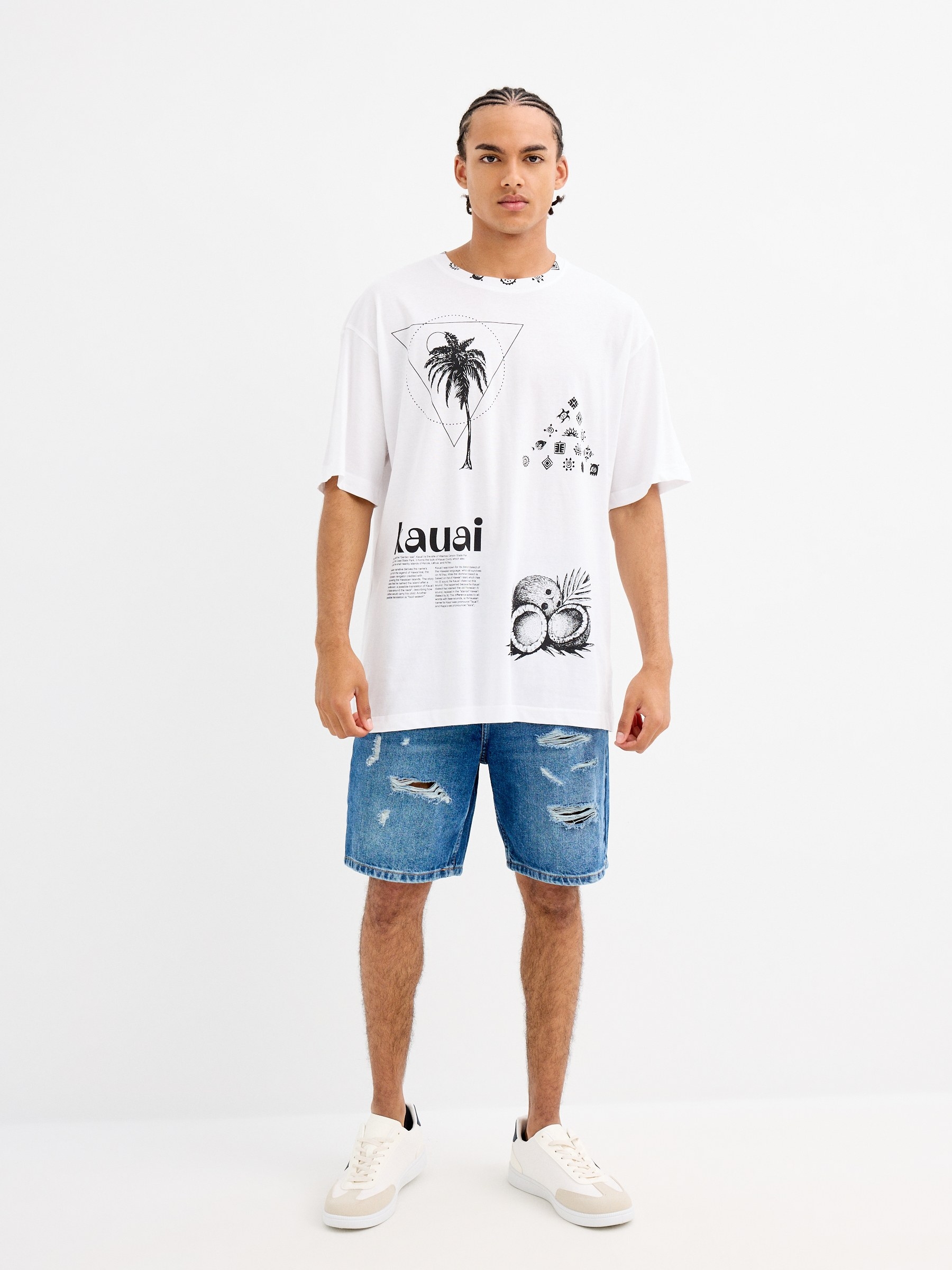 Camiseta de manga corta Kauai blanco vista media frontal