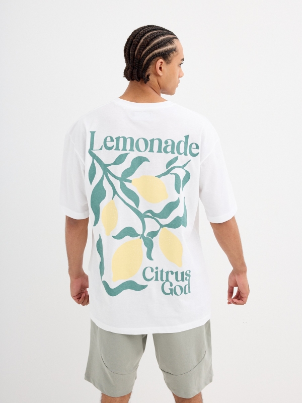 Camiseta estampado lemonade blanco vista media trasera