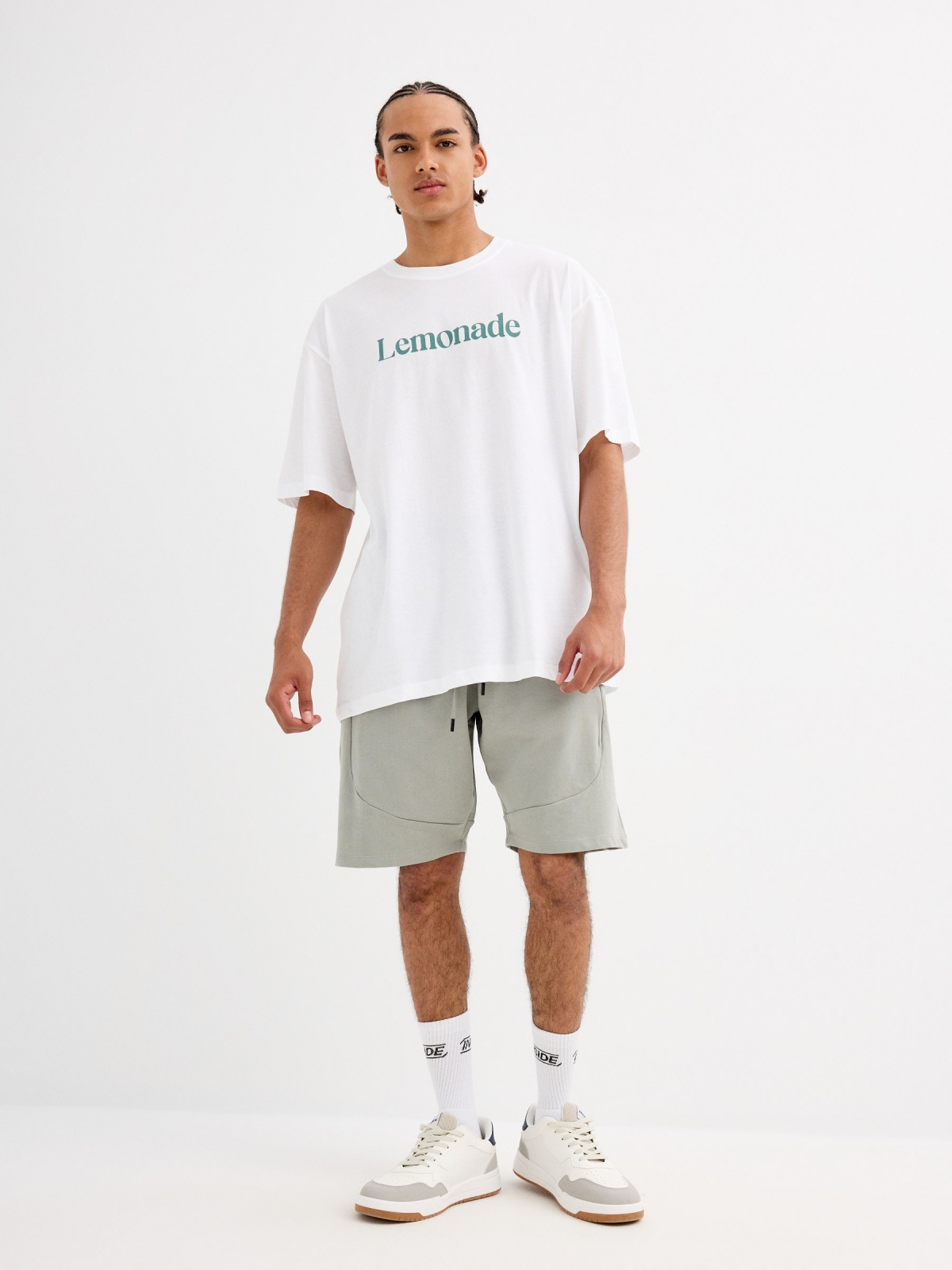 Camiseta estampado lemonade blanco vista general frontal