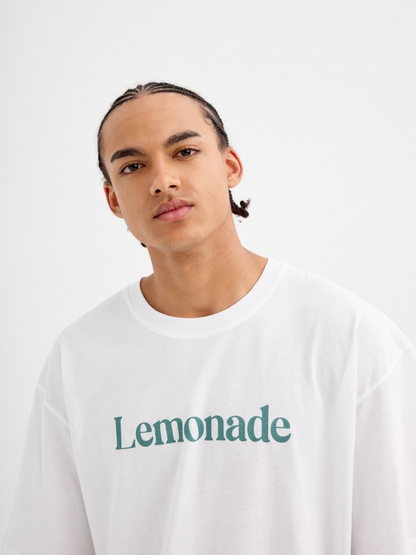 Camiseta estampado lemonade blanco vista detalle