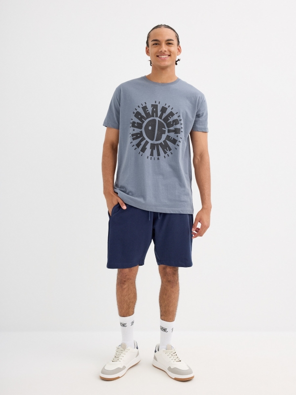 Bermuda jogger algodón azul marino vista media trasera