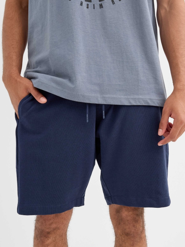 Bermuda cotton jogger navy front view