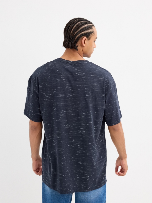 Speckled texture t-shirt navy middle back view