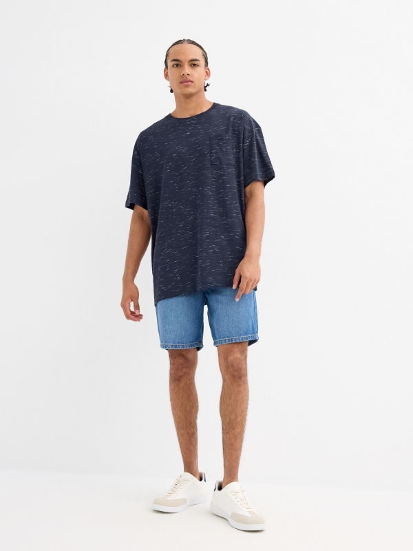 Speckled texture t-shirt navy front view