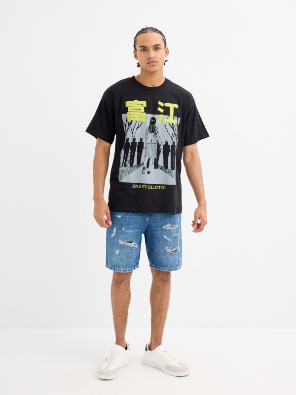 Camiseta Junji Ito negro vista general frontal