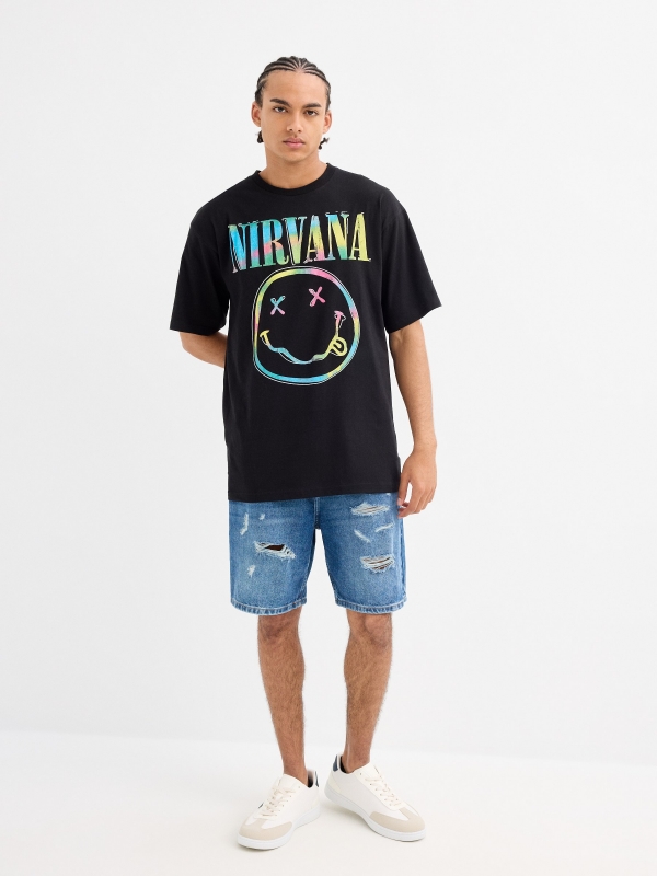 Camiseta Nirvana multicolor negro vista general frontal
