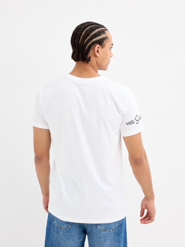 Camiseta de manga curta Os Simpsons branco vista meia traseira