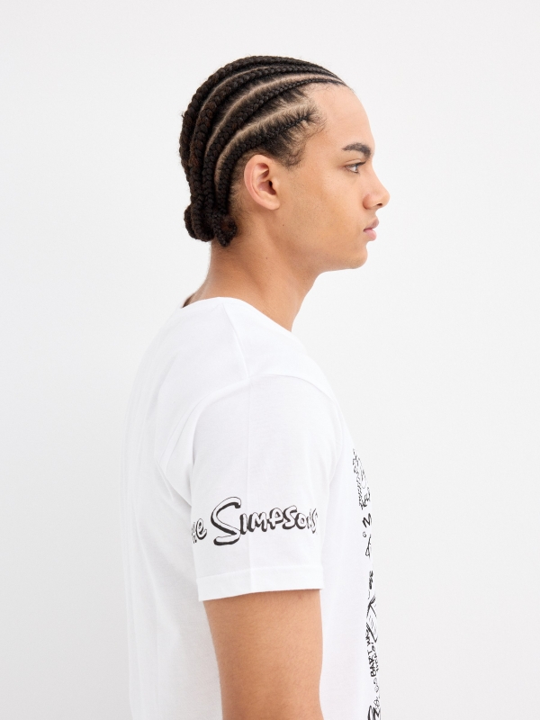 Camiseta de manga curta Os Simpsons branco vista detalhe