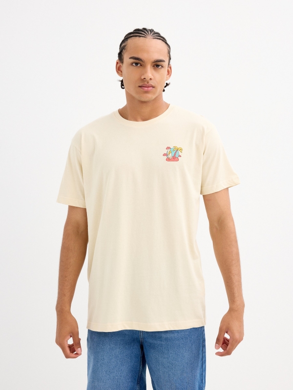 Camiseta estampada summer vibes areia vista meia frontal