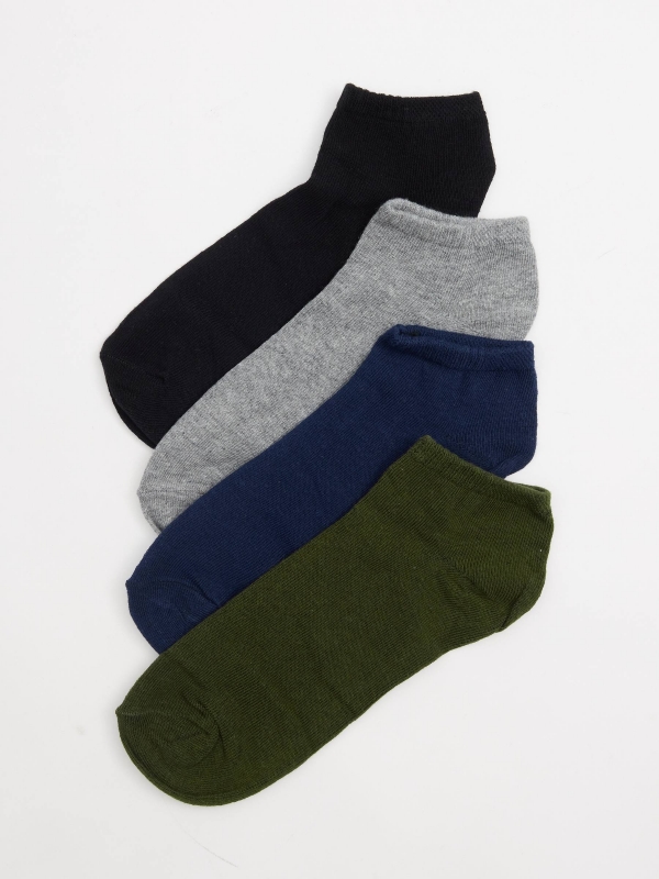 Pack 4 calcetines tobilleros multicolor vista media frontal