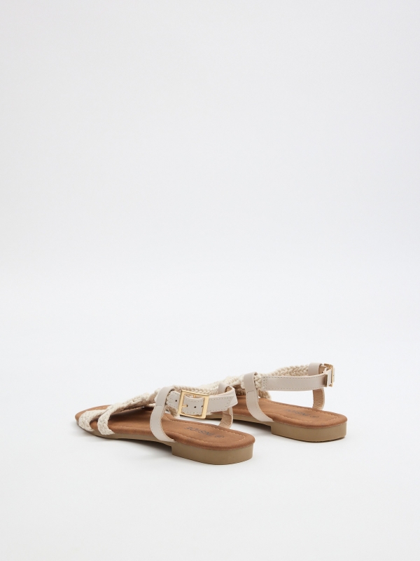 Crochet strap sandal off white 45º back view