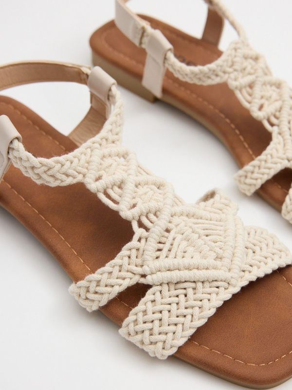 Crochet strap sandal off white 45º back view