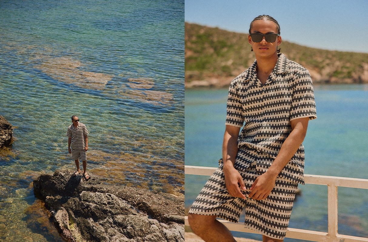 Rustic short-sleeve shirt black middle front view