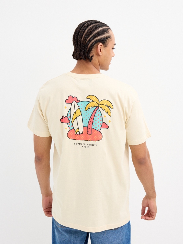 Camiseta estampada summer vibes areia vista meia traseira