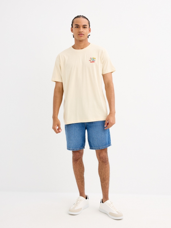 Camiseta estampada summer vibes areia vista geral frontal