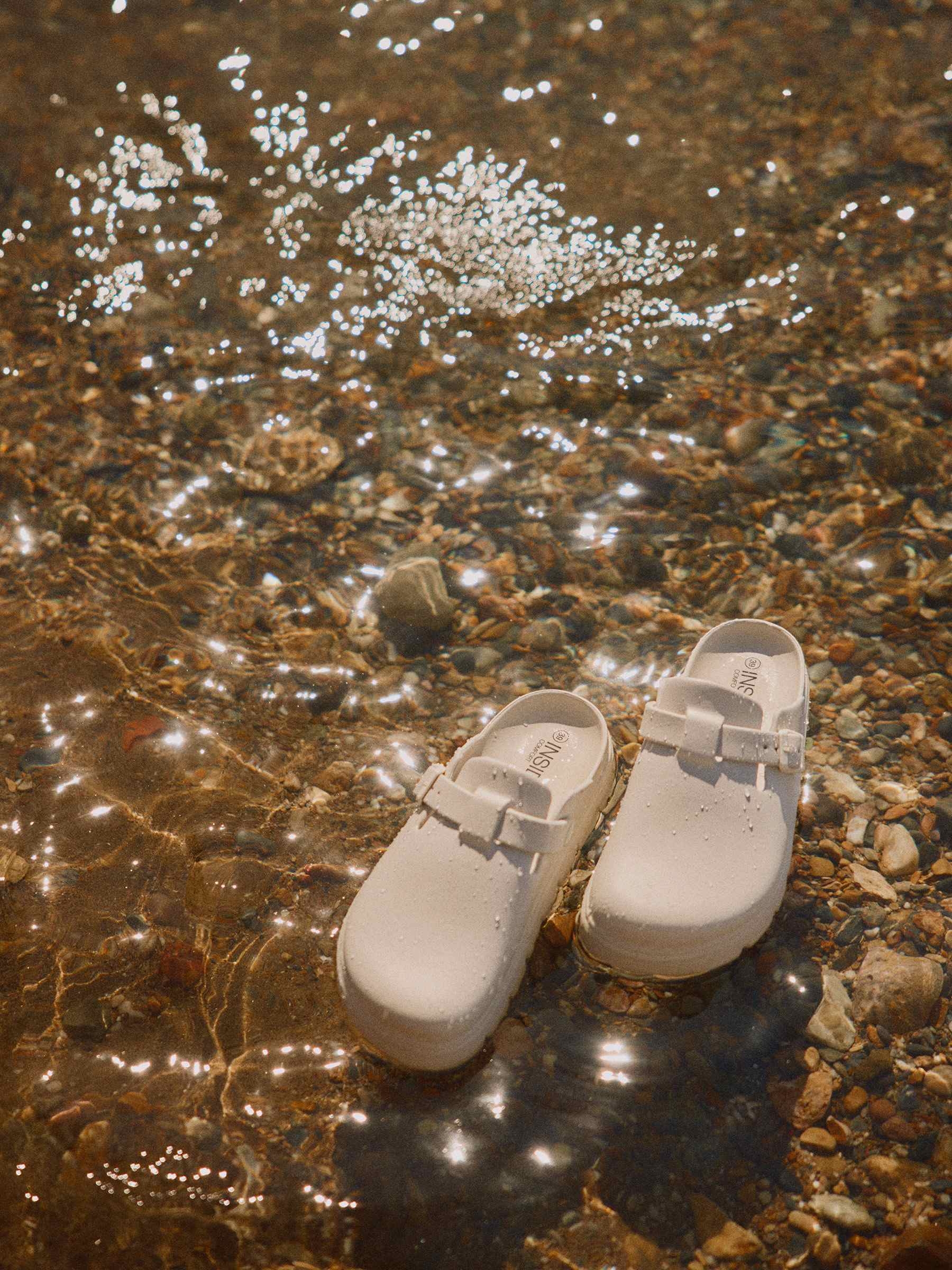 Platform clog sandal taupe zenithal view