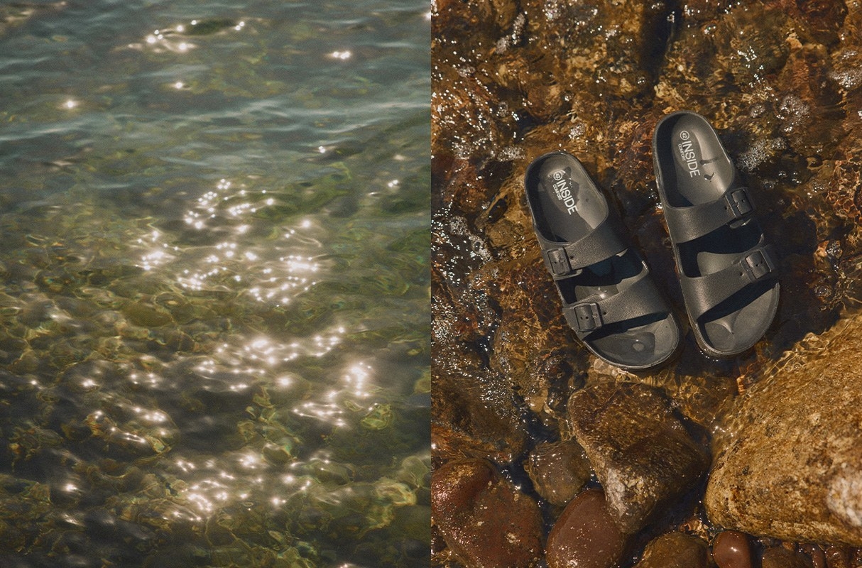 Chancla doble hebilla negro vista cenital