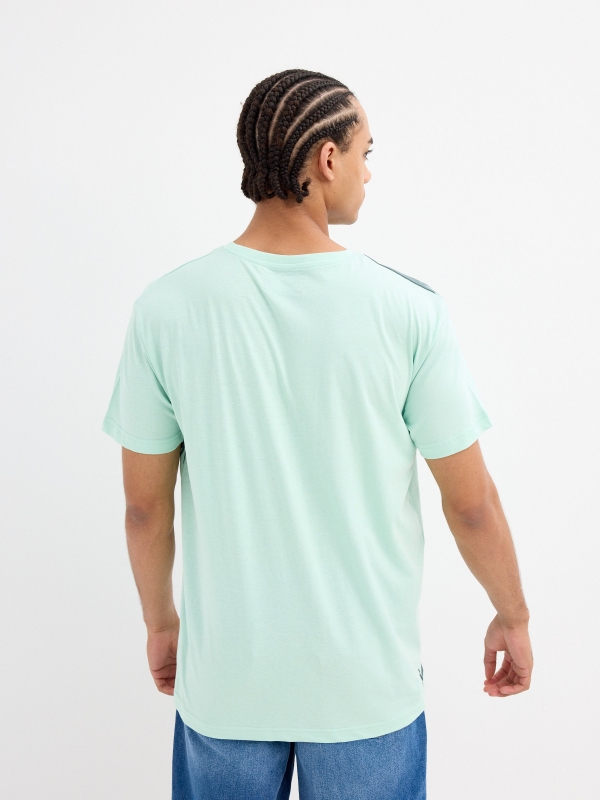 Paradise print t-shirt sea green middle back view