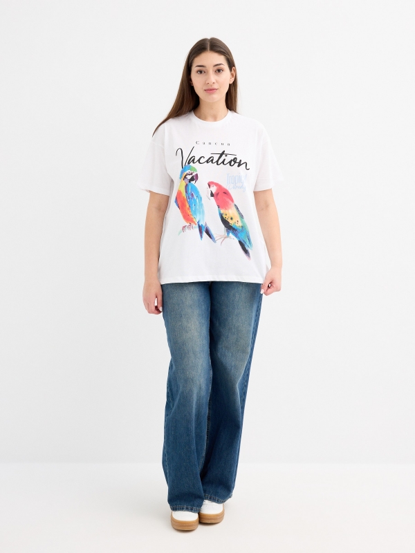 Camiseta oversize Cancún blanco vista general frontal