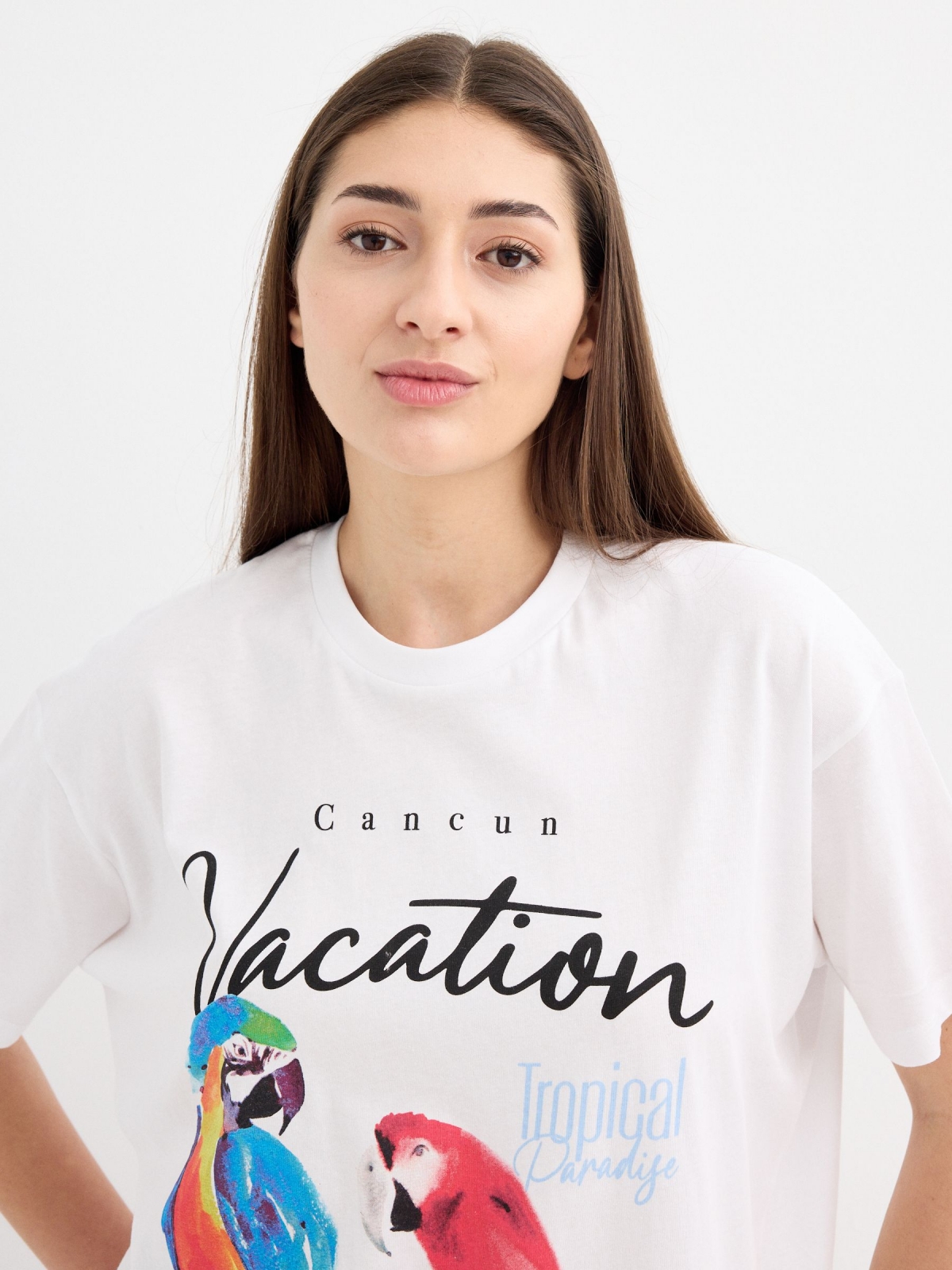 Camiseta oversize Cancún blanco vista general frontal