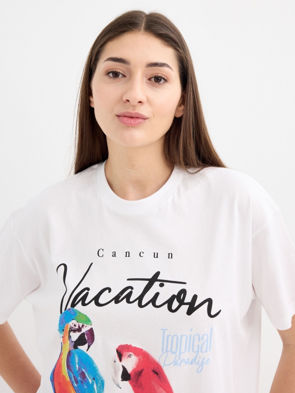 Camiseta oversize Cancún blanco vista general frontal