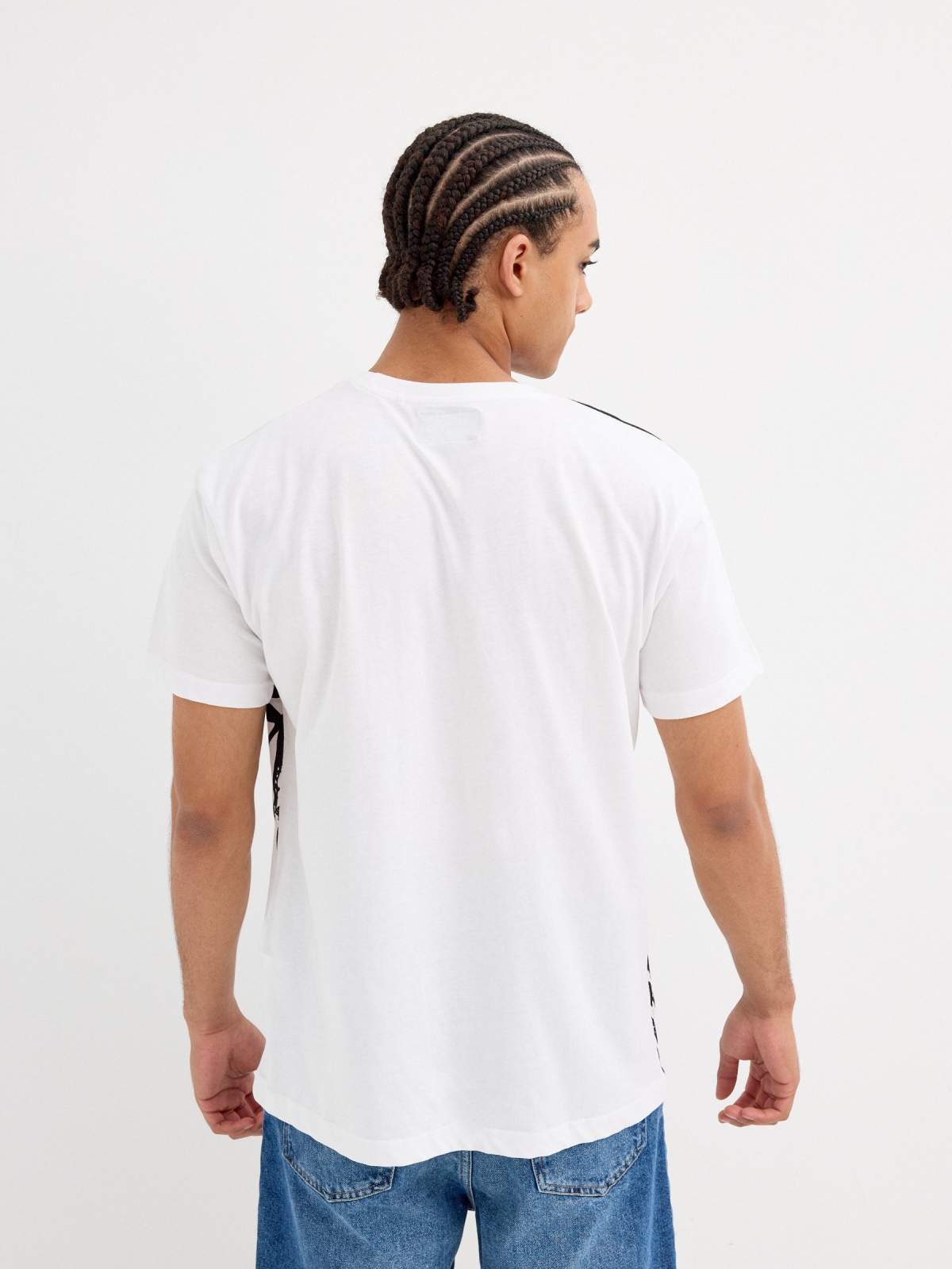 Paradise print t-shirt white middle back view