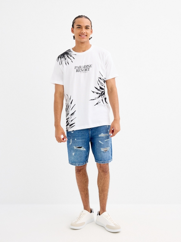 Paradise print t-shirt white front view