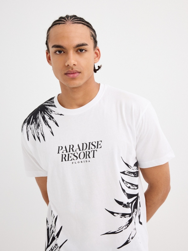 Paradise print t-shirt white front view