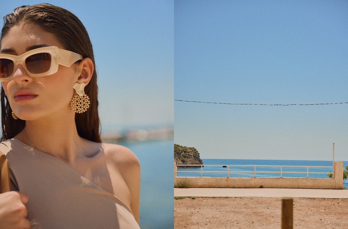 Pendientes cuentas y metal beige