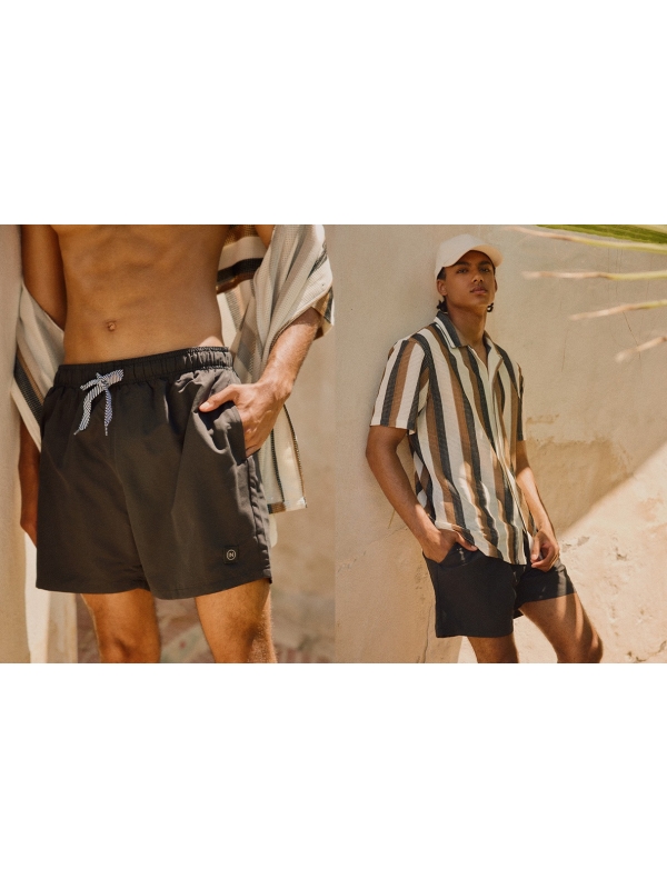  Bañador básico bolsillos negro