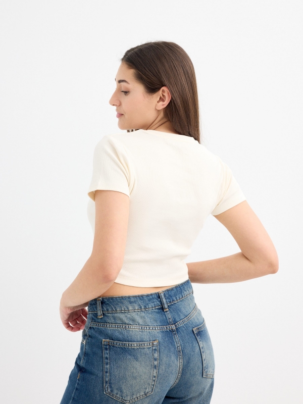 Ribbed t-shirt off white middle back view