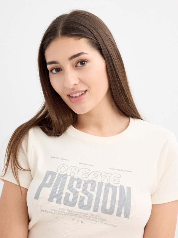 Camiseta rib blanco roto vista general frontal