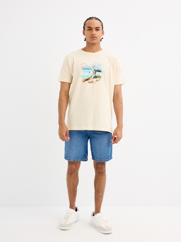 Camiseta estampado California arena vista general frontal