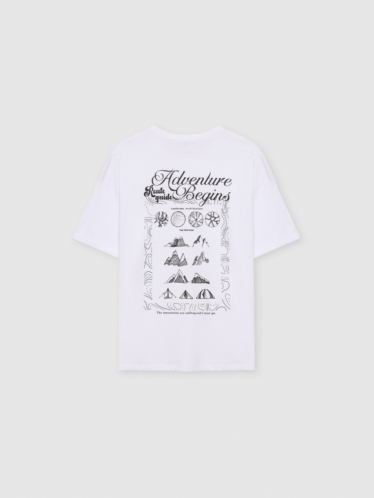 Camiseta oversize adventure blanco vista trasera
