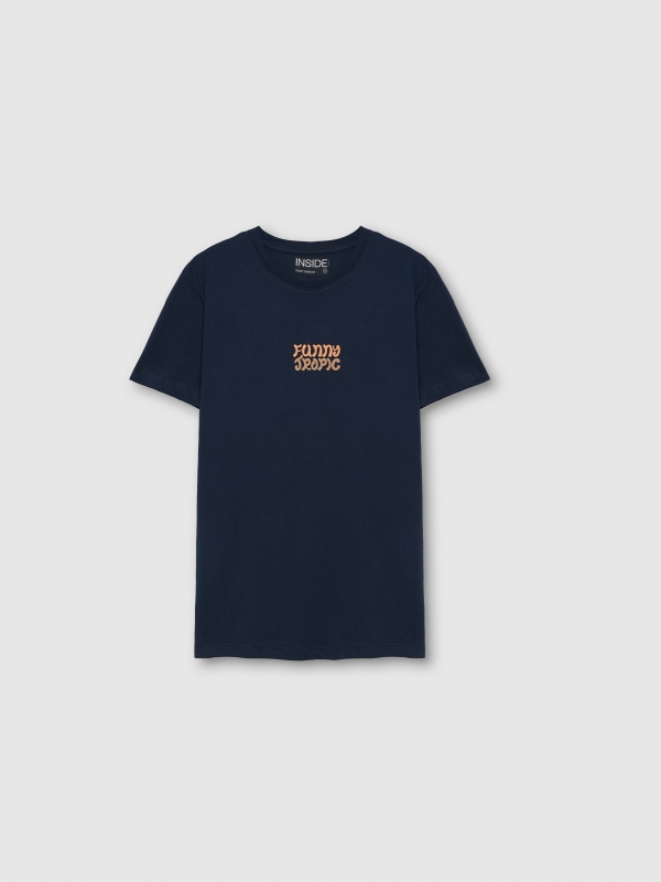  Tropical print t-shirt navy front view