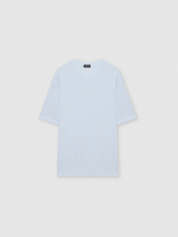  Camiseta punto texturizada azul celeste vista frontal