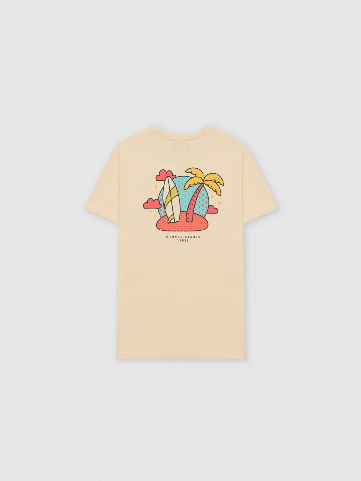 Camiseta estampada summer vibes areia vista traseira