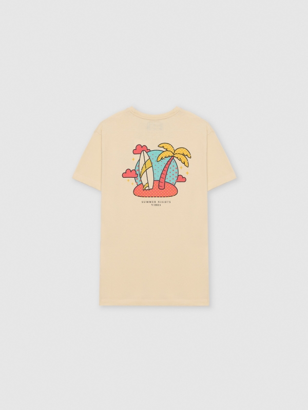 Camiseta estampada summer vibes areia vista traseira