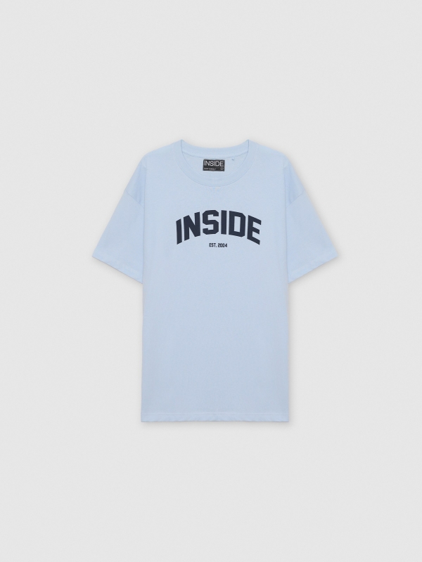  Camiseta texto INSIDE azul claro vista frontal