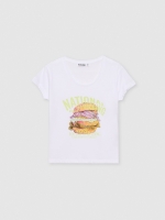 %Pto% Camiseta crop estampado burguer blanco vista frontal