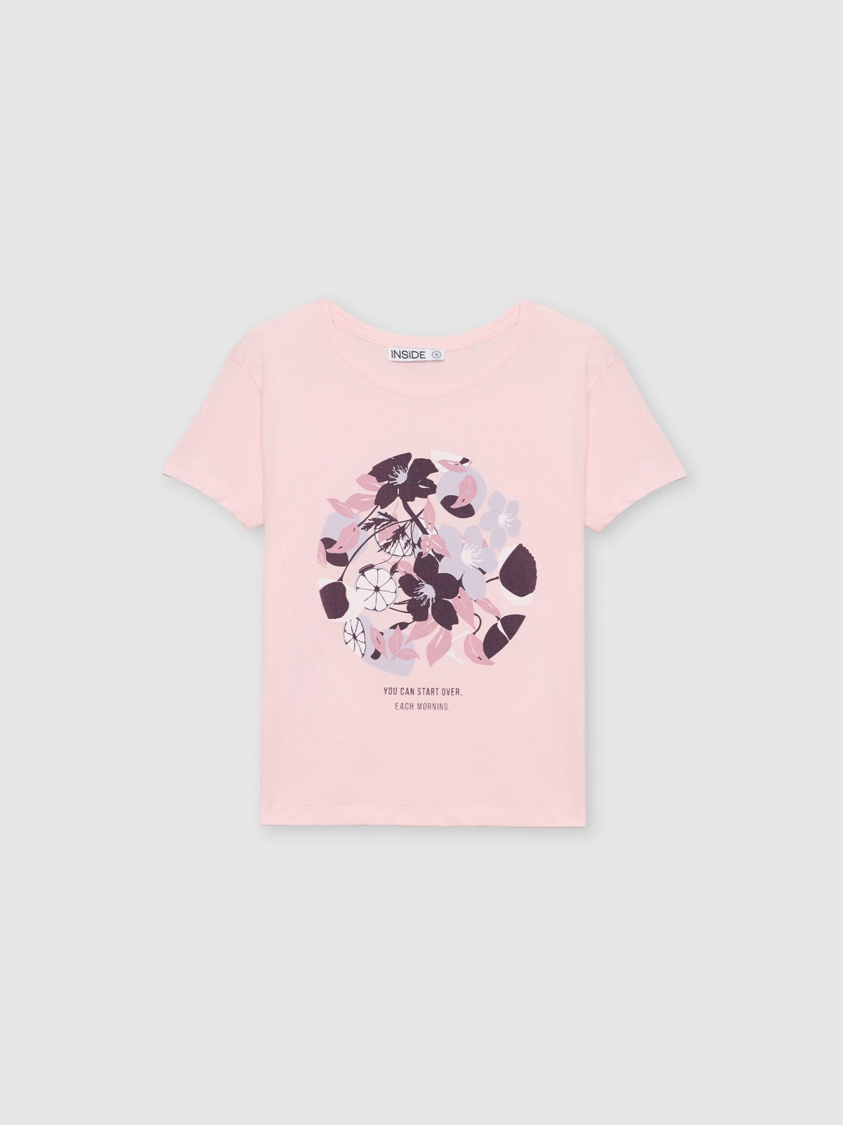  Camiseta estampada combinada rosa claro vista frontal
