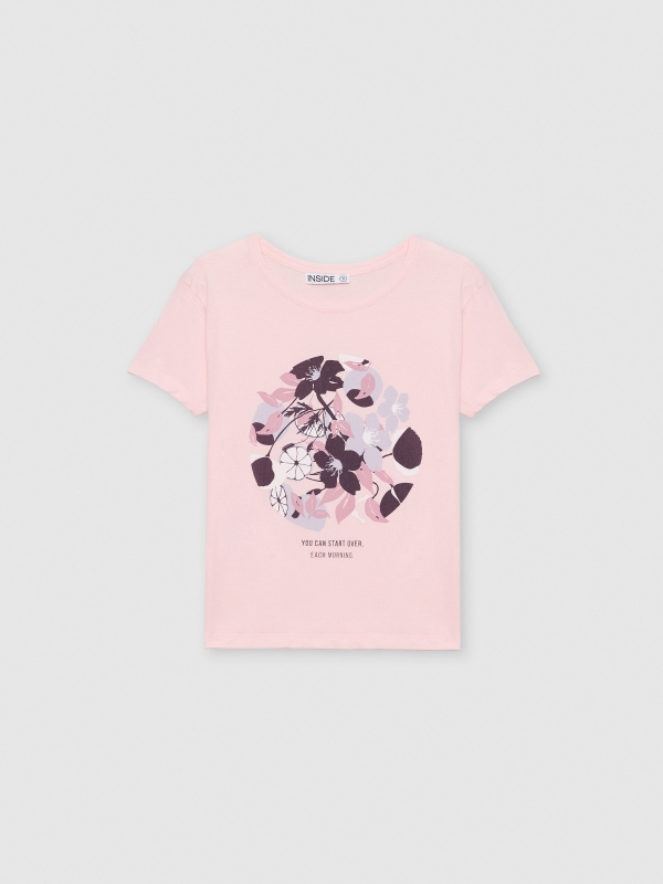  Camiseta estampada combinada rosa claro vista frontal
