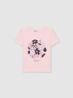 %Pto% Camiseta estampado combinado rosa claro vista frontal
