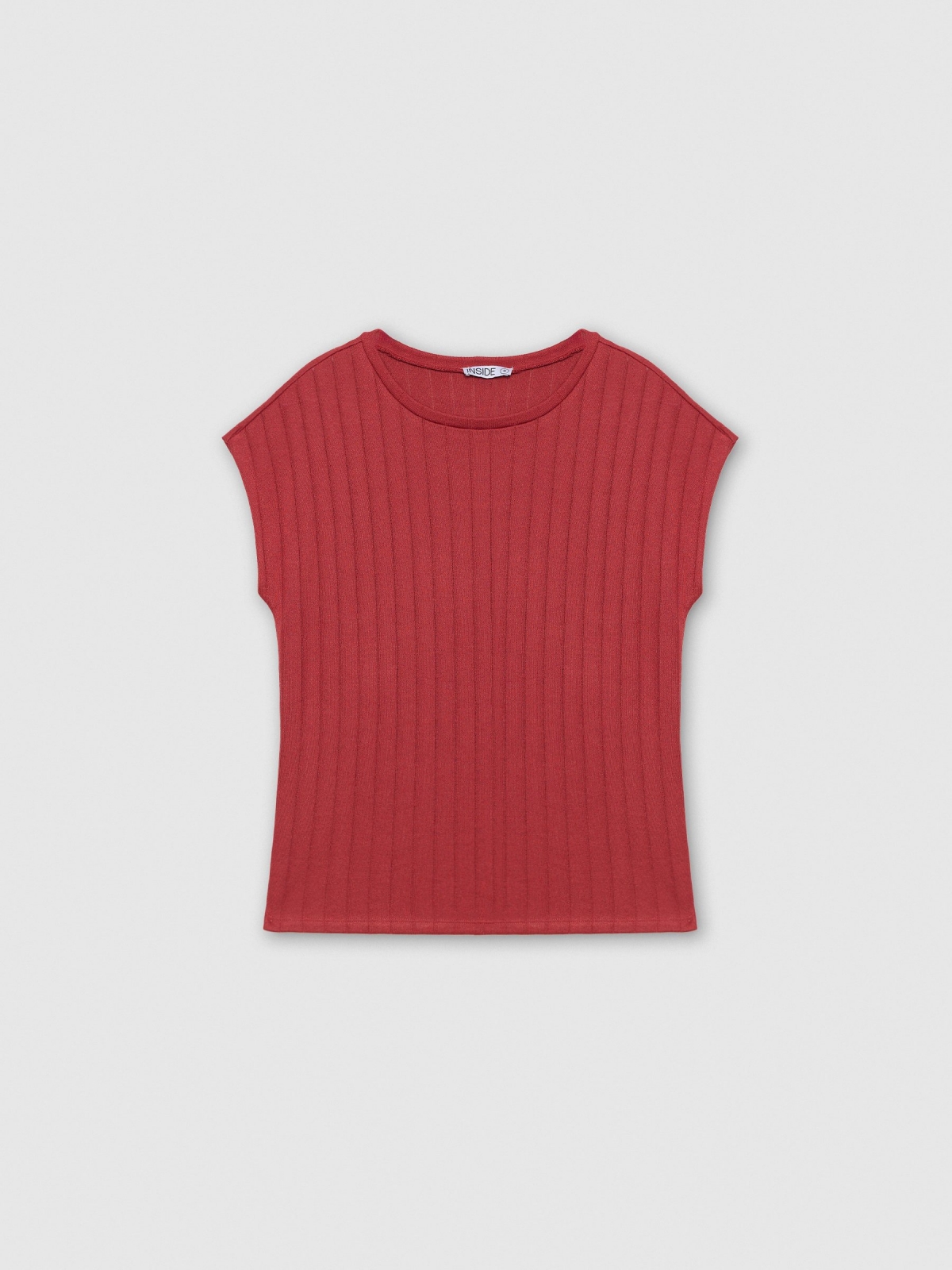 %Pto% Short sleeve textured t-shirt brick red front view